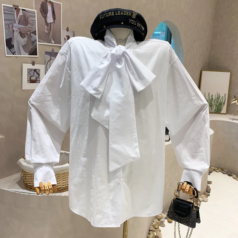 

New in Women's Clothing 2023 Spring Design sense bow shirt fashion temperament long-sleeved top blusas