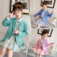 2022 girls clothes set childrens suit pleated skirt shirt three piece set ropa de ni%c3%b1a kids clothes kids clothing