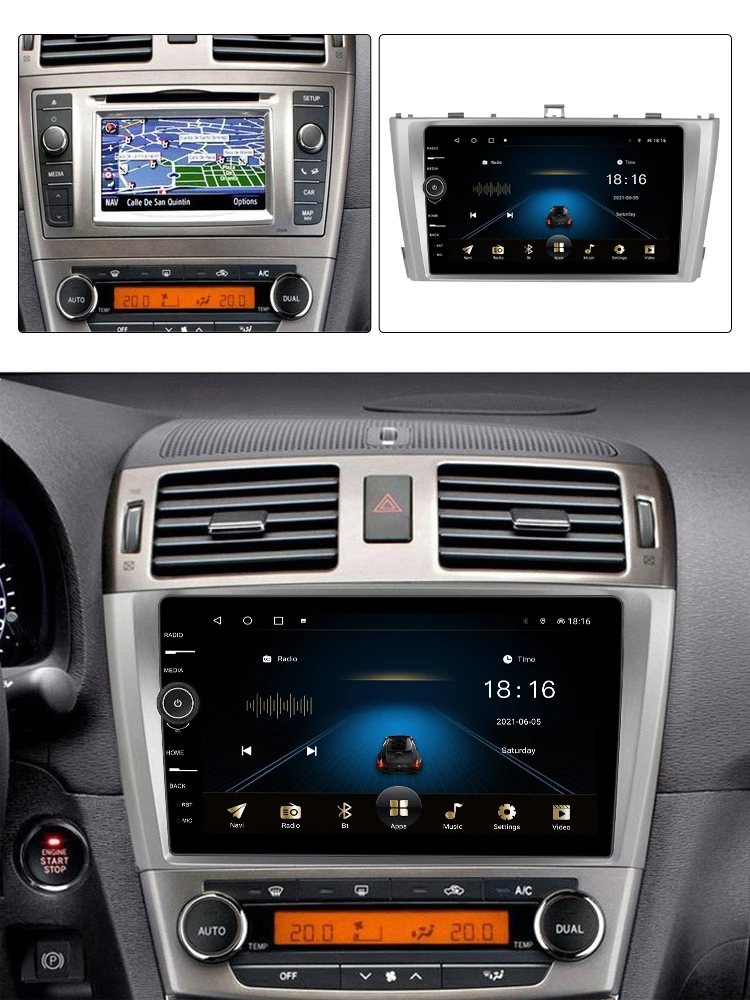 QLED экран Android 11 8 + 128G автомобильная стереосистема для Toyota Avensis 3 T27 2008-2015 Радио