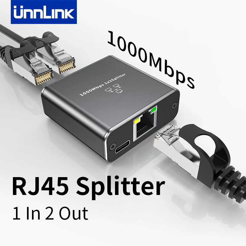 

Сетевой Ethernet-коммутатор Unnlink, сетевой адаптер RJ45, сплиттер от 1 до 2 гигабитных Ethernet-портов для ПК, ТВ-роутеров, работа одновременно