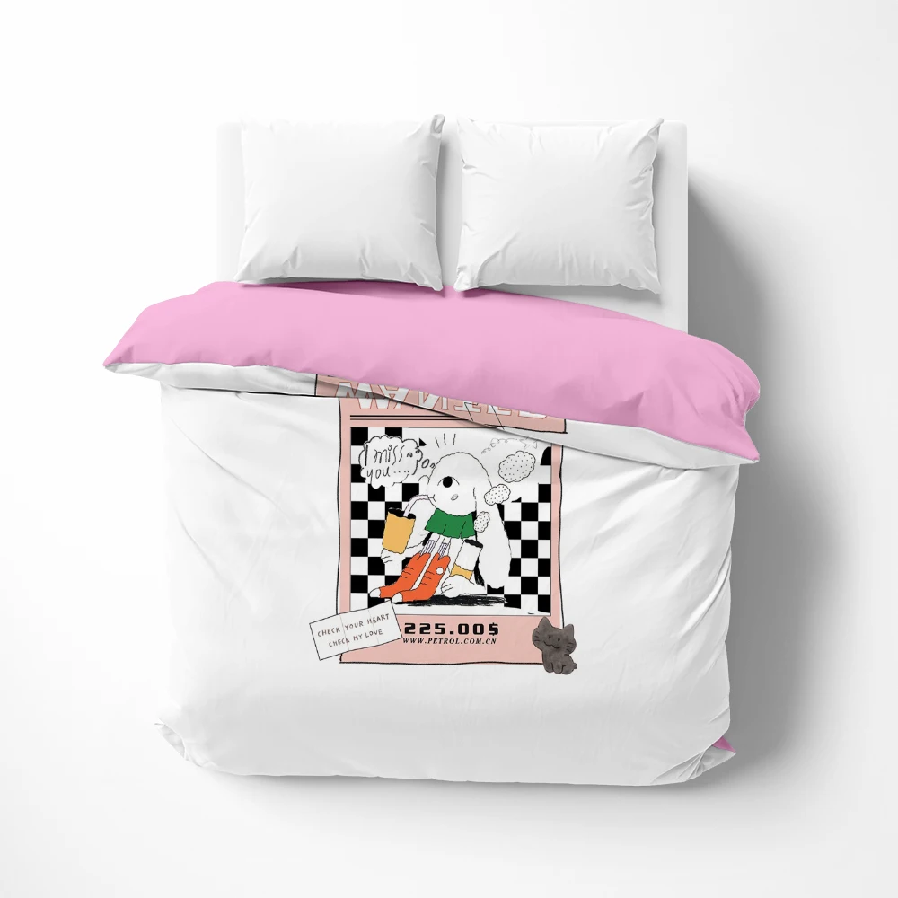

Cartoon Linens Duvet cover Quilt/Blanket/Comfortable Case lovely Bedding 140x200 135x200 2bedrooms for kids baby children rabbit