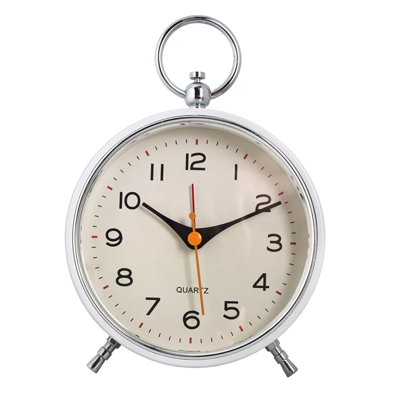 Non Ticking With Snooze Function Round Retro Alarm Clock ,for Bedroom Living Room For Kids