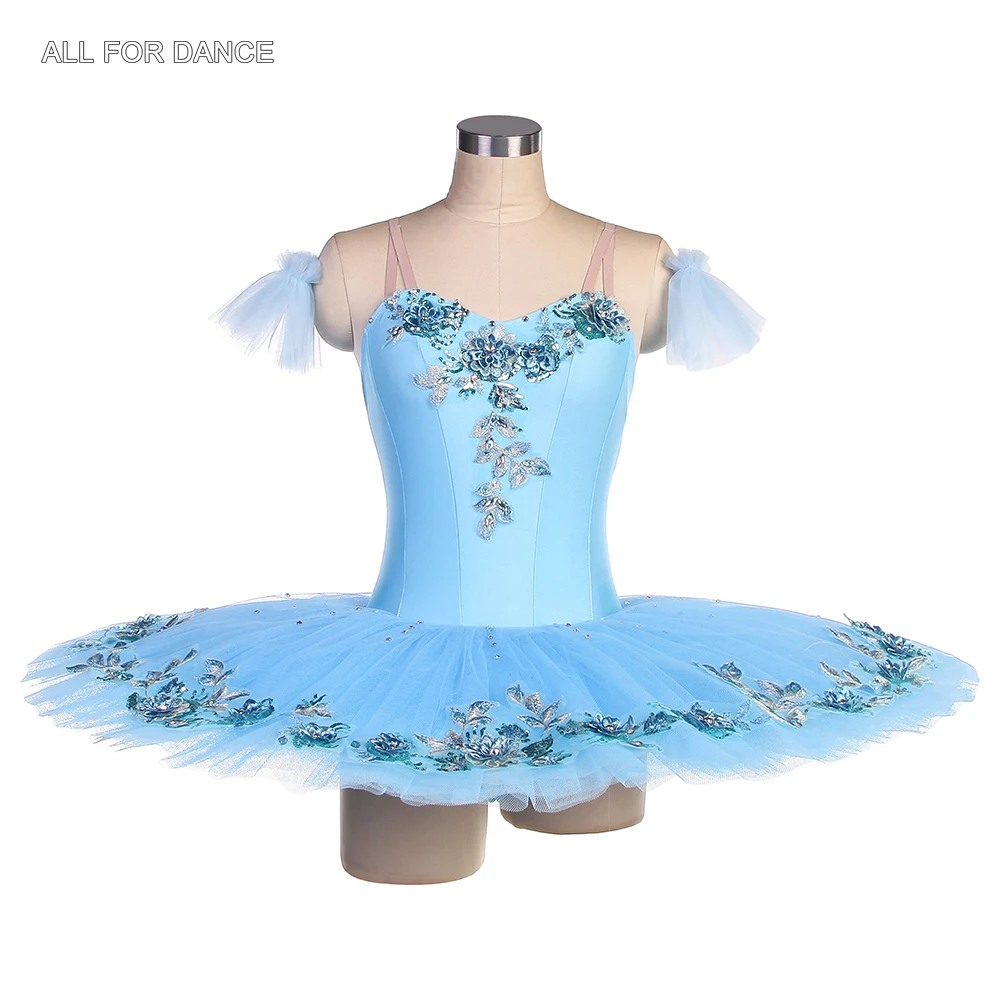 

BLL550 Sky Blue Spandex Bodice Pre-professional Ballet Pancake Tutu for Women & Girls Ballerina Stage Performance Dance Dress