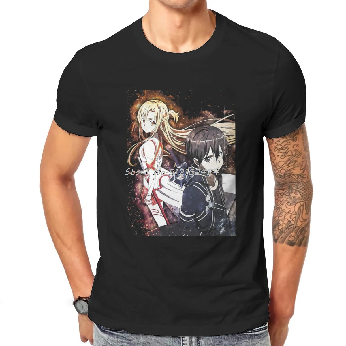 

Sword Art Online Character Tshirt Vintage Fashion Men's Streetwear Tops Oversized Cotton Crewneck T Shirt