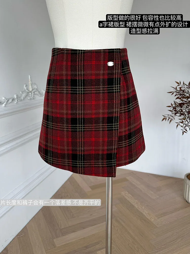 Японские милые клетчатые юбки Клубная одежда Юбка трапециевидной формы с
