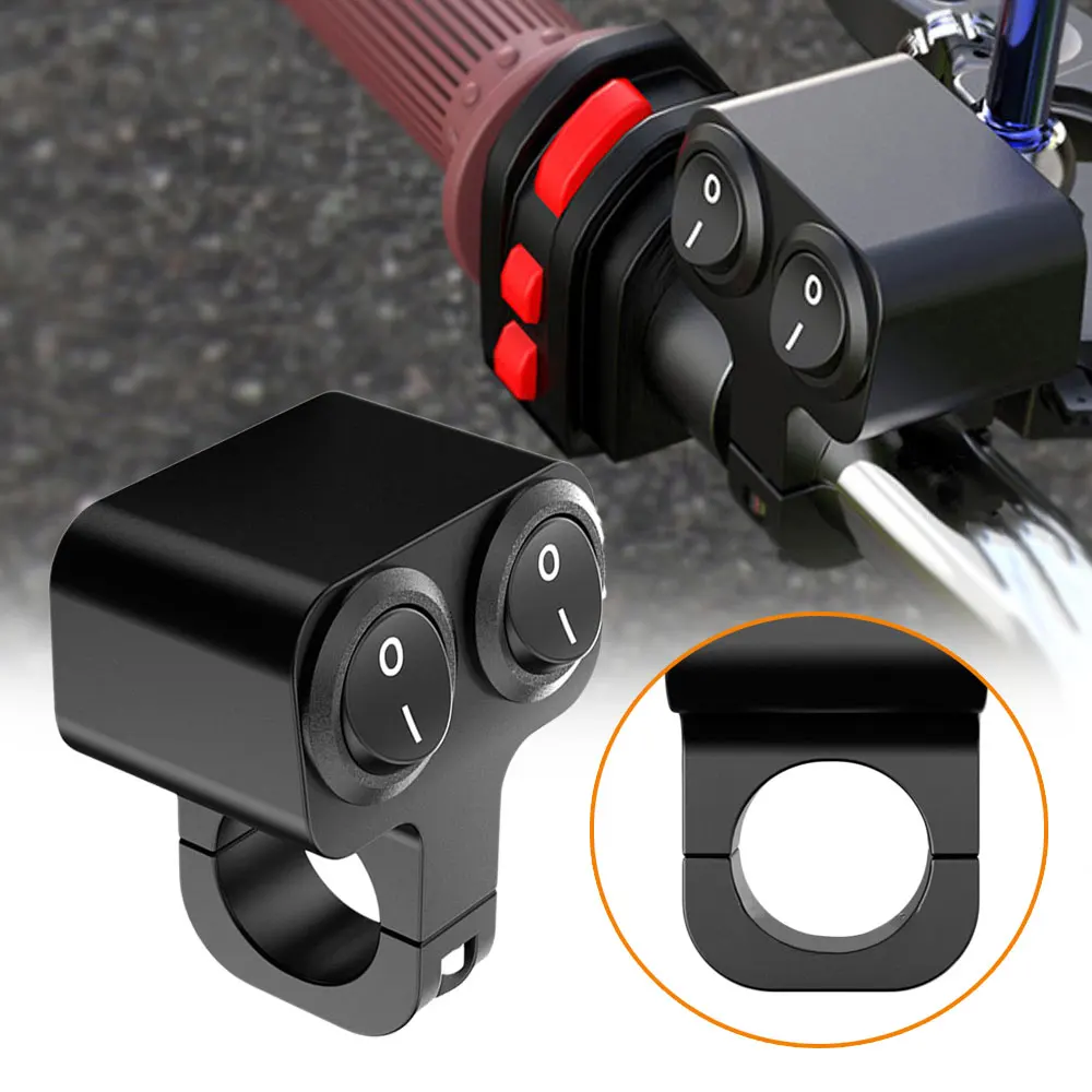 

7/8" 22mm Aluminum Alloy Motorcycle Handlebar Control Switch Dual Button Control Headlight Flasher Speaker Switch 12V