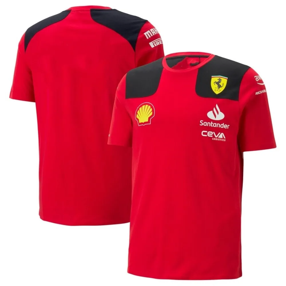 Ferrari 2023 Season New Jersey Boys And Girls 3D Printed Sportswear Breathable Round Neck T-Shirt Male Fans Casual Short-Sleeved