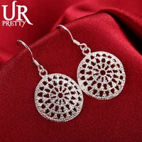 925 sterling silver charm round pendant earrings for women engagement wedding party gift fashion jewelry