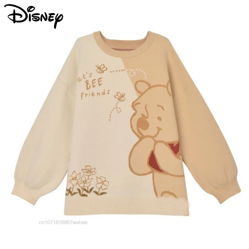 

Модные женские свитера с мультипликационным изображением пуха и медведя Disney Y2k, теплый милый пуловер для девочек, милый свободный зимний то...
