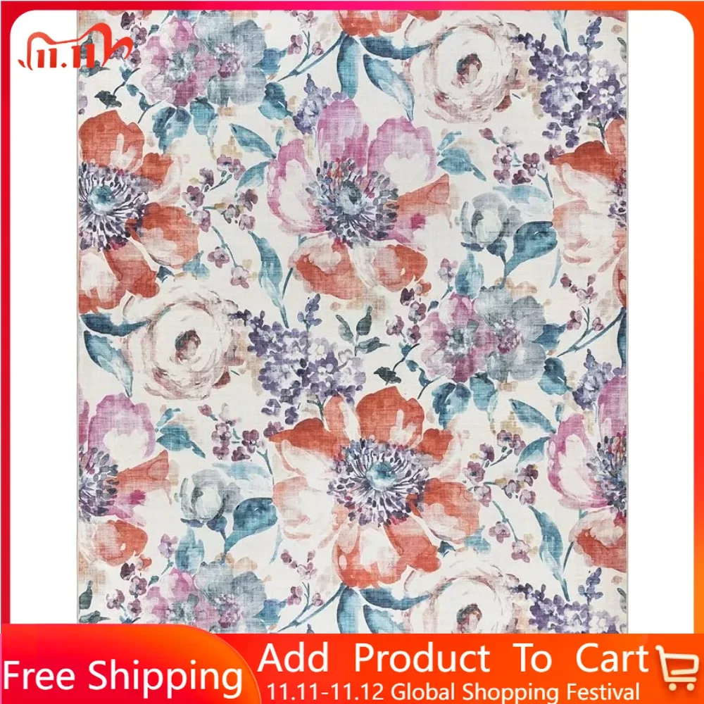 

Ковер для спальни, гостиной, декор для кухни, Нескользящие коврики, мягкие декоративные коврики с цветочным принтом для помещений, с низким ворсом, бесплатная доставка, Цветочный Мульти