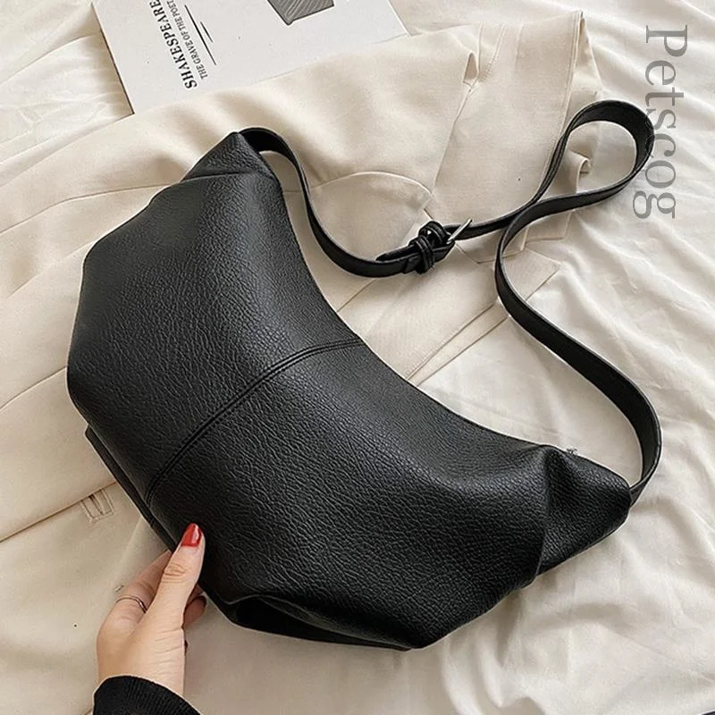 

Мягкая плиссированная женская сумка через плечо, вместительные сумки с полумесяцем, модные повседневные большие дамские сумочки, винтажны...