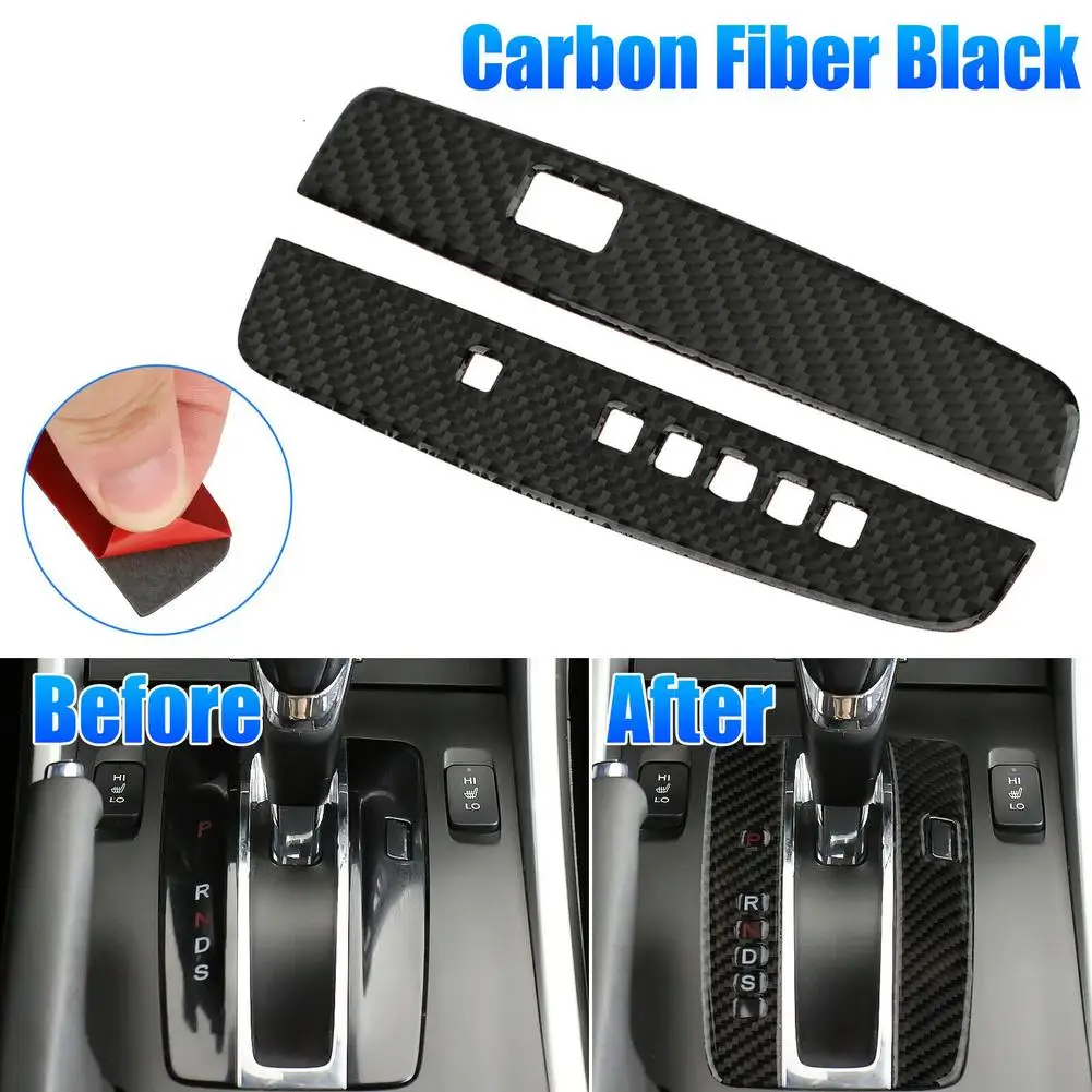 

1 пара модифицированных стильных аксессуаров для салона автомобиля, узор из углеродного волокна, крышка переключения передач, накладка, сов...