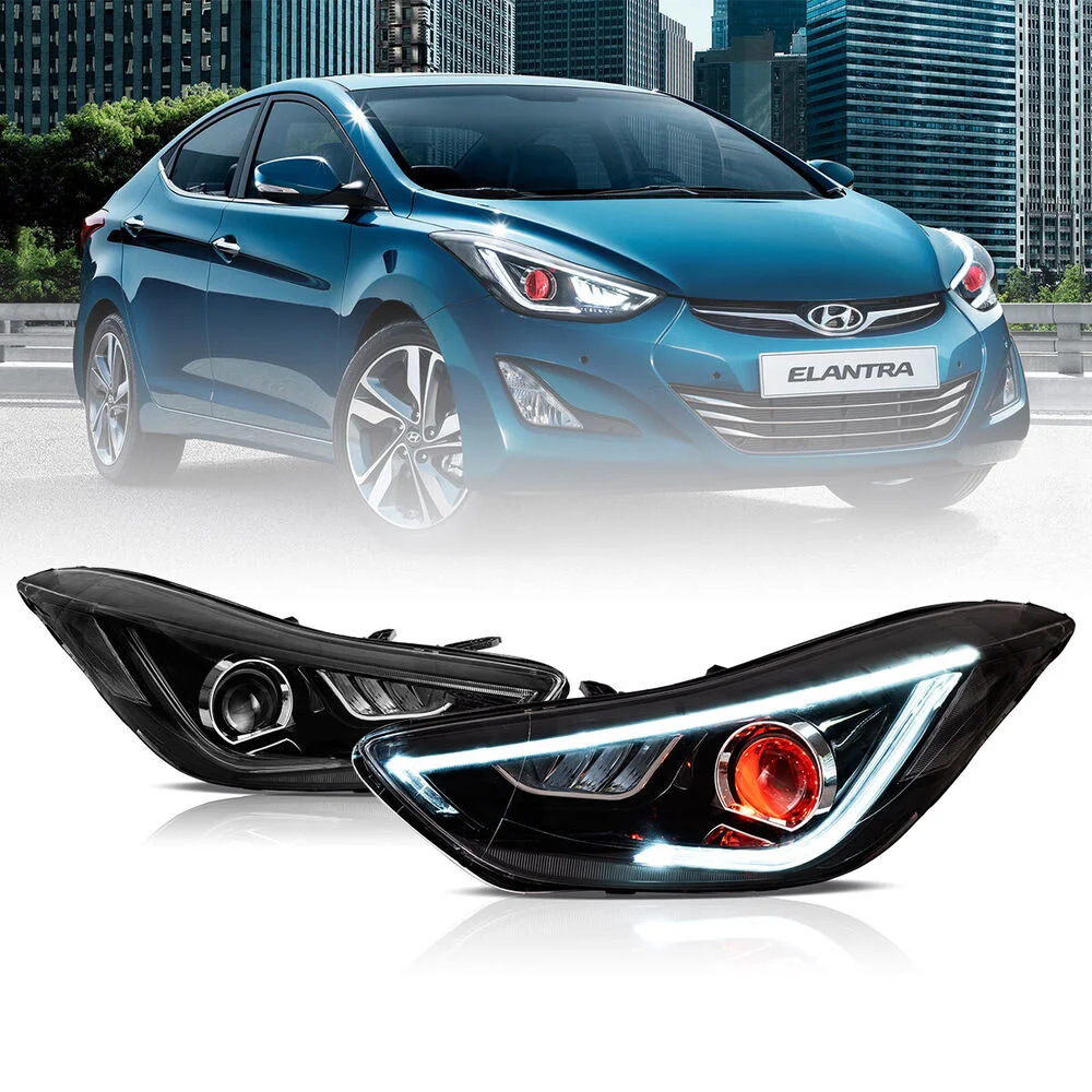 

Автомобильные аксессуары для 2011-2015 Hyundai Elantra светодиодный DRL фары с демоническим проектором передние лампы DRL сигнал Автомобильный