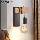 Винтажный деревянный настенный светильник в стиле ретро, бра E27, внутренний Декор для дома, столовой, прикроватный светильник, освещение для спальни