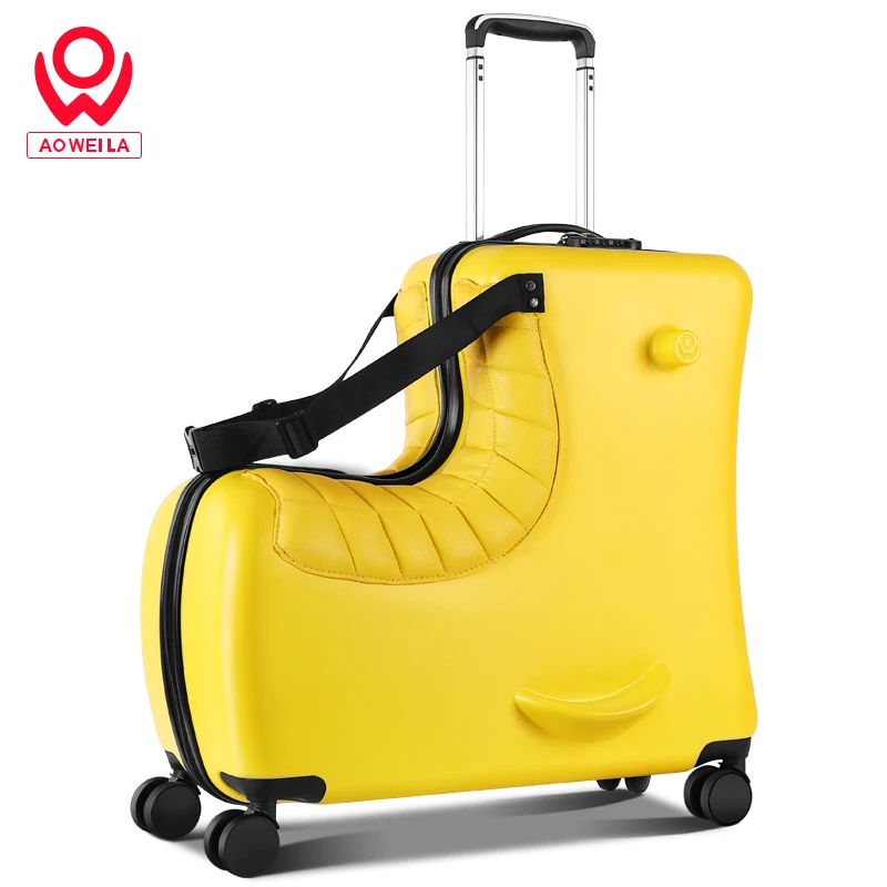 AOWEILA Kids Suitcase on wheels Cushion Travel Luggage Ride on Suitcase for Child Fit for 3-12 years old  24 Inch
