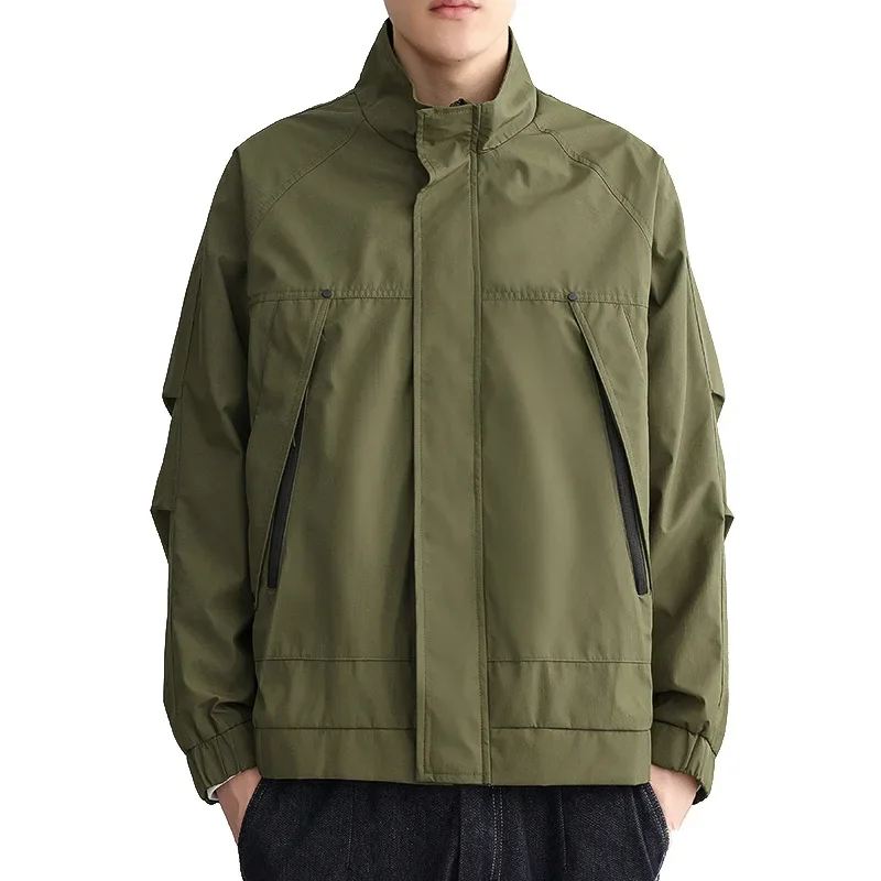 Мужской осенний Модный Универсальный блейзер с воротником-стойкой