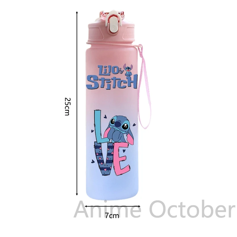 Water Bottle Disney Lilo Stitch Cartoon Large Capacity Drinking Cup Portable Outdoor Sports 750ML Children Kid Gift