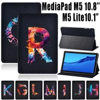 folding tablet case for huawei mediapad m5 10 8m5 lite 10 1m5 lite 8 painting letter series leather stand tablet cover case