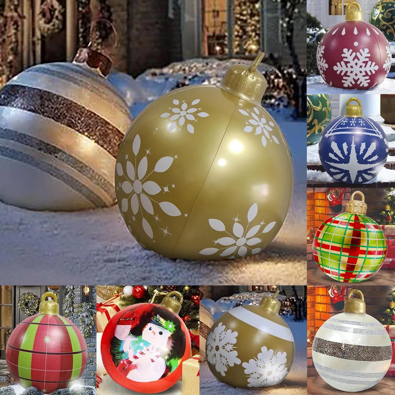 

Новый Уличный Рождественский надувной шар 60 см, сделанный из ПВХ, гигантские большие шары, украшения для елки, уличное украшение, игрушечный...