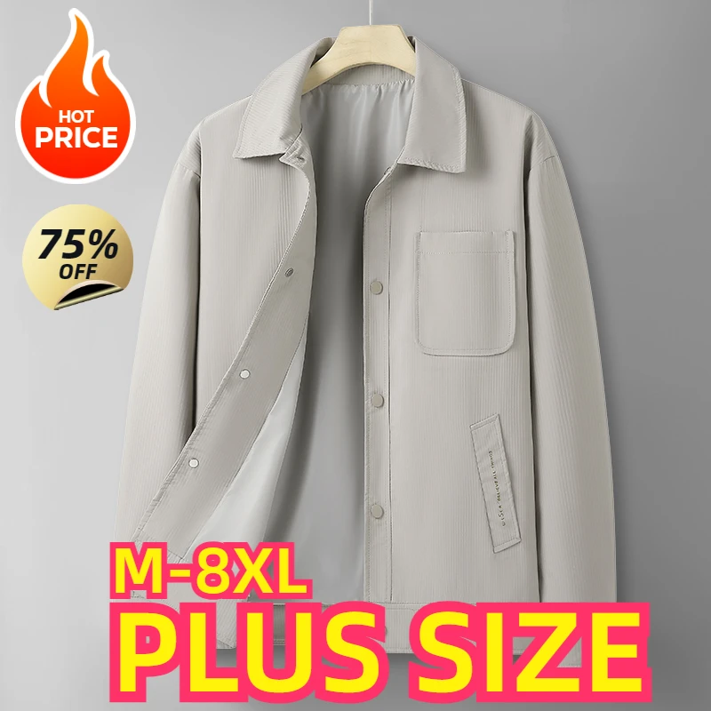 50-115 кг мужская куртка больших размеров с лацканами модная весенне-осенняя