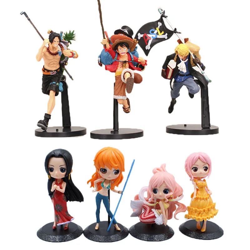 

Anime One Piece Luffy Anime Figure Collection Ace Sabo Nami Boa Hancock Shirahoshi Model Cartoon Doll Toy Accessories Gift