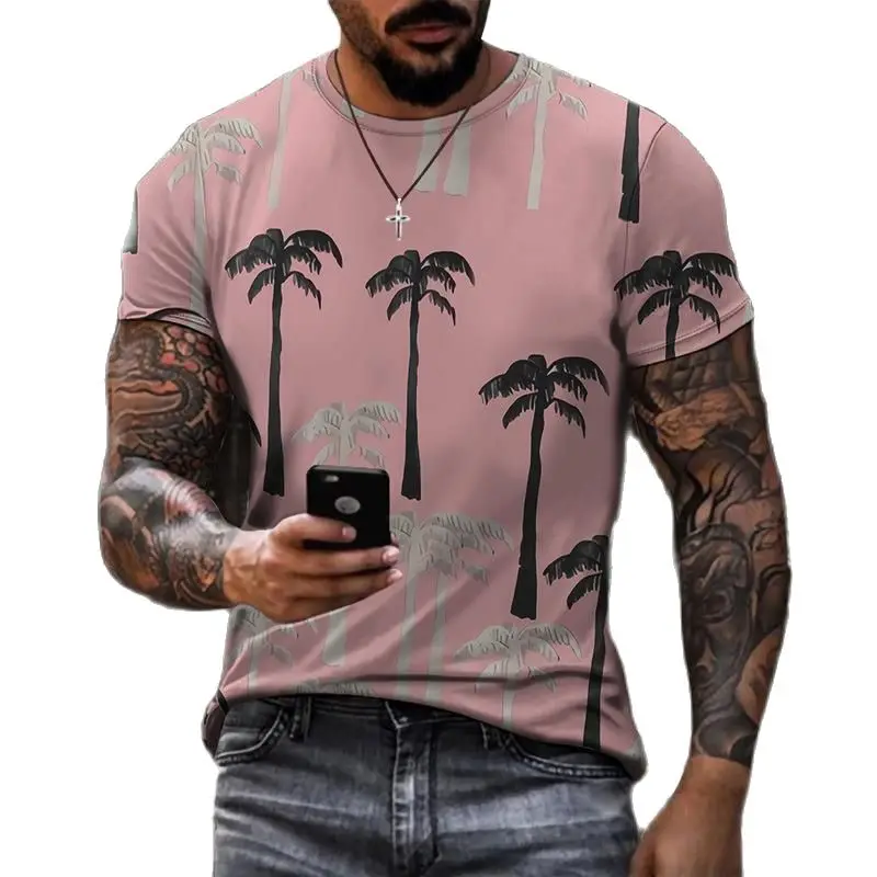 

Personality Plant Creative Pattern 3D Printing Men's T-shirt Summer Street Trend Polyester O-neck Short-sleeved Home Casual Top