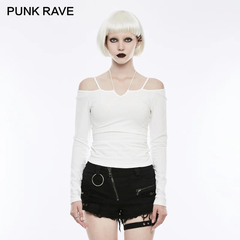 Женский укороченный топ в стиле Харадзюку, длинная рубашка без бретелек с рукавами в стиле панк-рейва, с завязками, в стиле рок