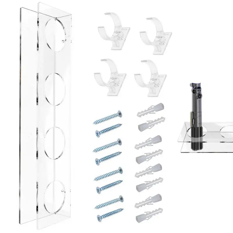 

Lightsaber Holder Wall Mount 4 Slots Lightsaber Stand Acrylic Stand Wall Mount Clear Light Saber Wall Rack For Display