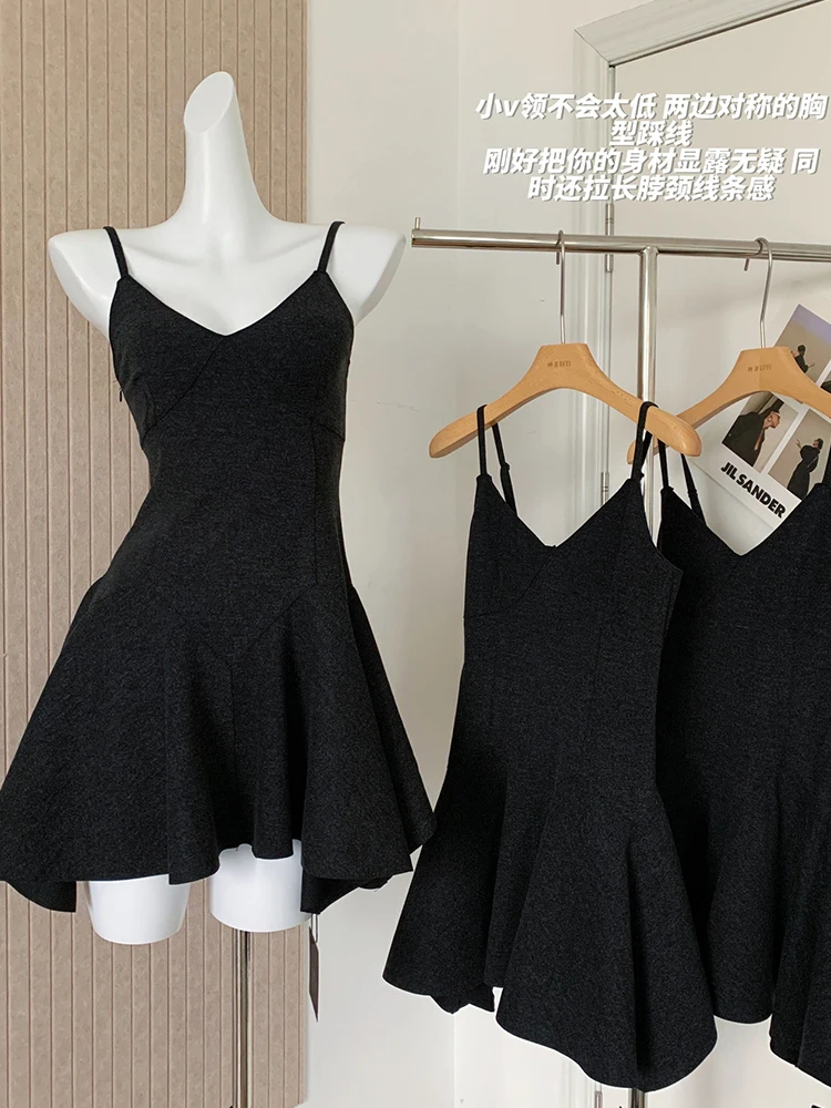 Женское винтажное платье на бретельках однотонное для выпускного вечера в