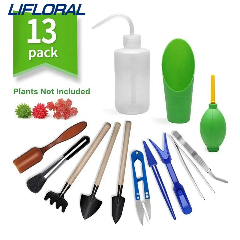 13Pcs Garden Planter Kit Sowing Shovel Scoop Bucket Spoon Succulents Seedling Tool Bonsai Fertilizer Drilling Device Garden Tool