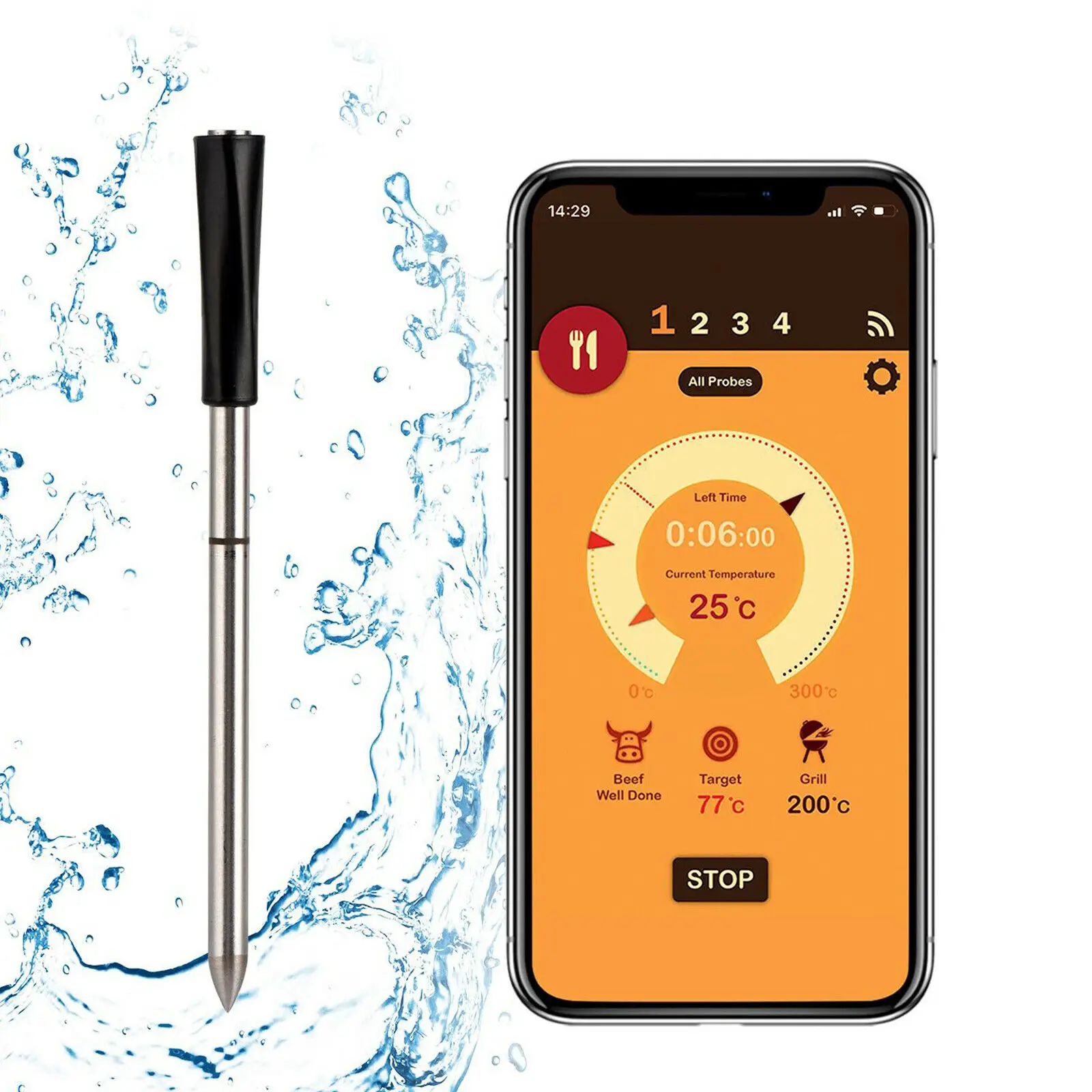 

Food Smart Oven Gifts Meat Steak Cooking Bluetooth Outdoor Barbecue 2022 Wireless Thermometer Kitchen Thermometer