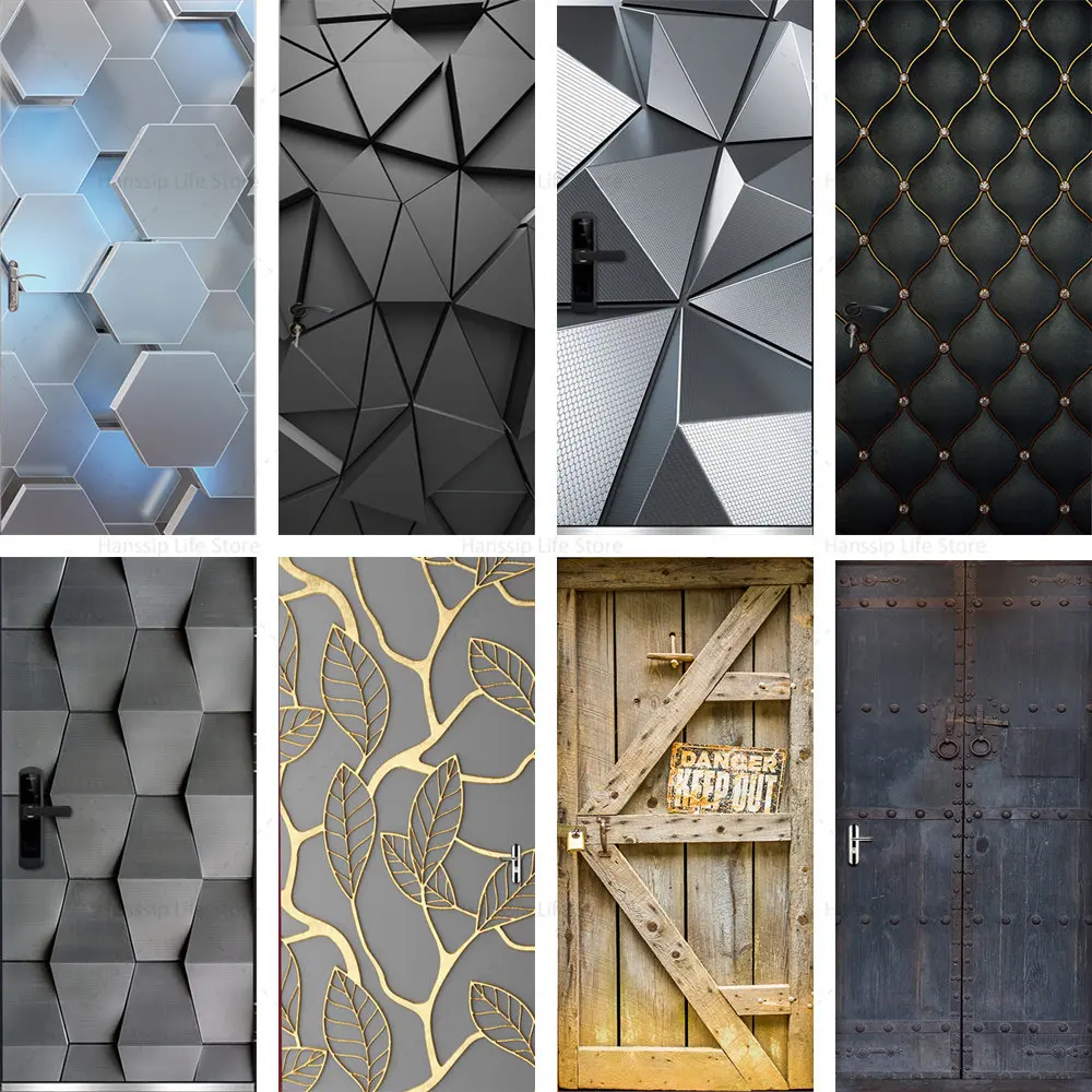 

3D Geometric Door Stickers Three-dimensional Pattern Home Decoration Stickers Renovation Old Door Stickers PVC Self-adhesive
