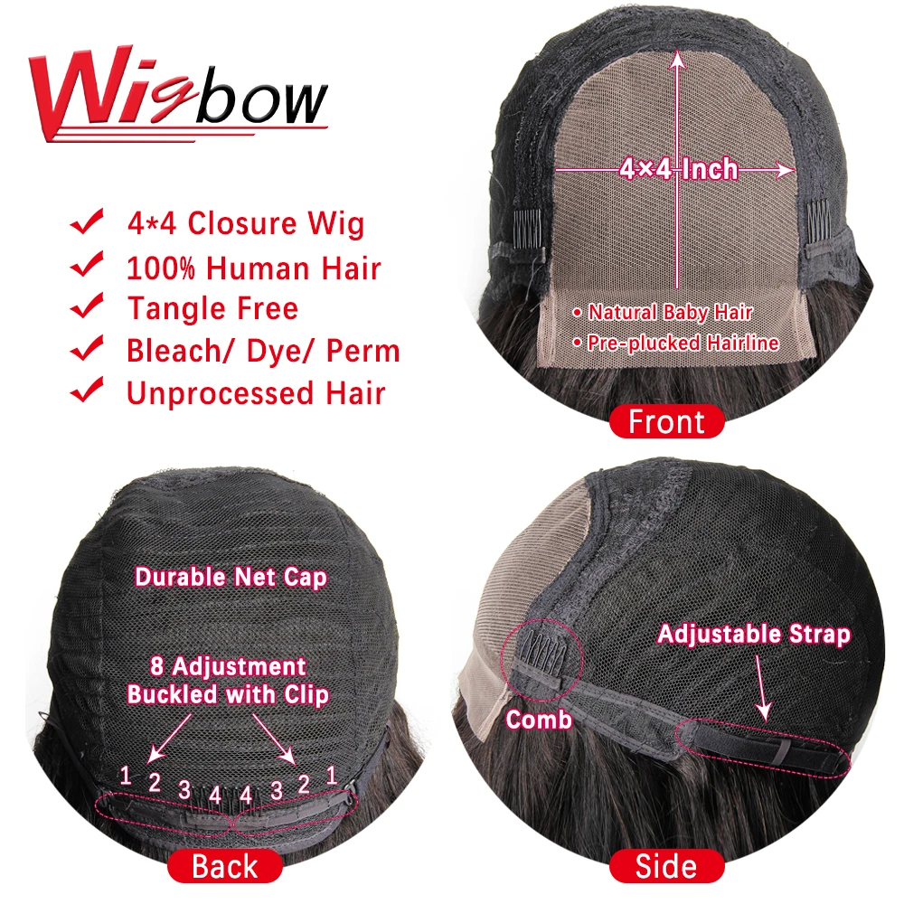 Bouncy Curly Hair Wig 100% Indian Hair Wigs 4*4 Closure Curly Wig For Black Women Remy Hair Lace Wigs Real Hair Free Shipping