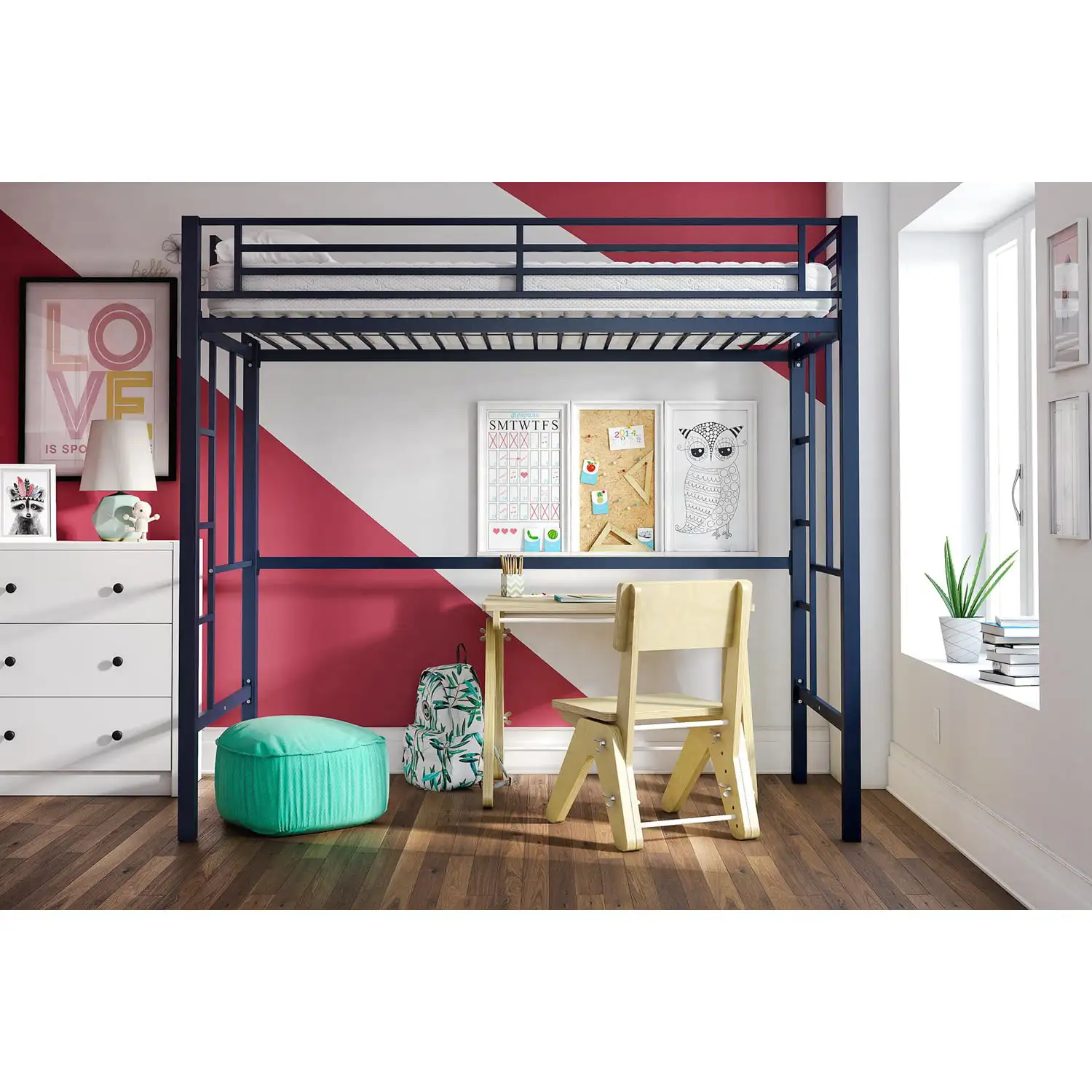Modern Vibe Brittain Twin Metal Loft Bed Bed Frame