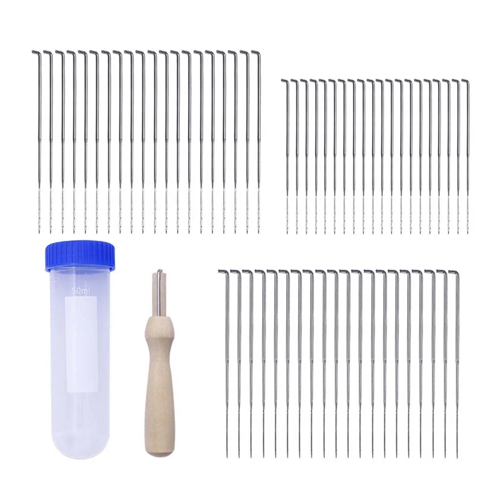 

60pcs 3 Sizes Felting Needles Kit with Clear Bottle and Wooden Handle DIY Pin Craft Felt Tool Set
