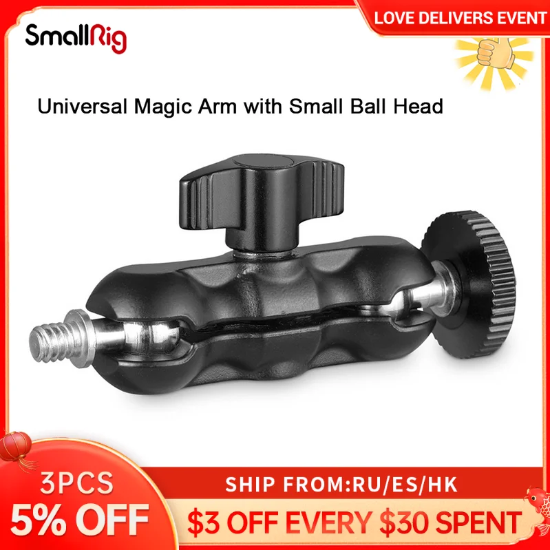

SmallRig Universal Magic Arm with Small Ball Head for DSLR Cameras Magic Arm with 1/4” screws for Monitor Video Lights 2163