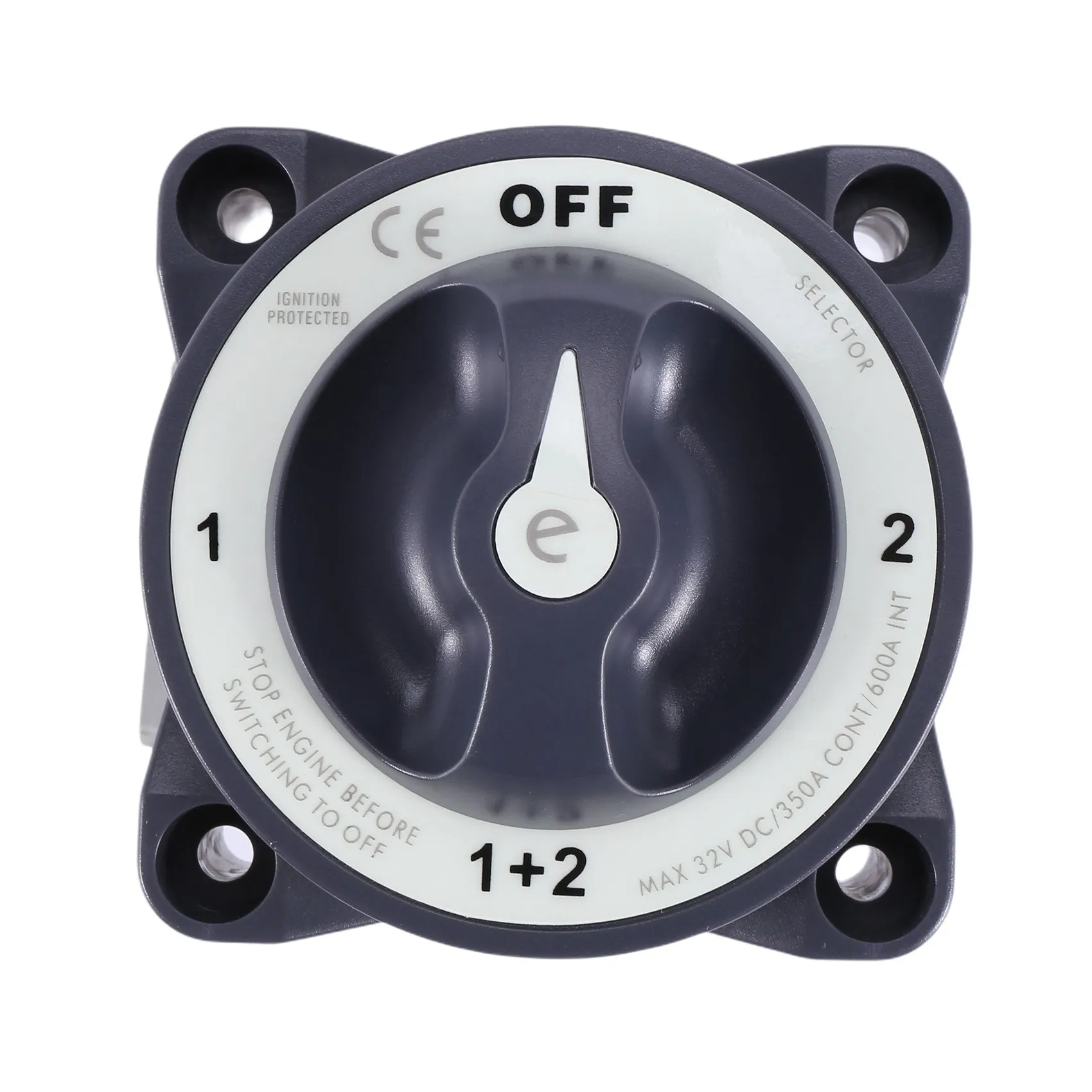 

Disconnect Rotary Switch 4 Position 32V 350 Amp E-Series Waterproof Dual Battery Isolator ON/OFF Switch