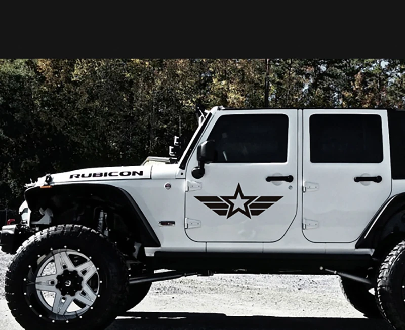 

Waterproof Reflective 2pcs Body Car Styling Reflective US Army Star USMC WW2 Vinyl Sticker for Cherokee Wrangler Renegade