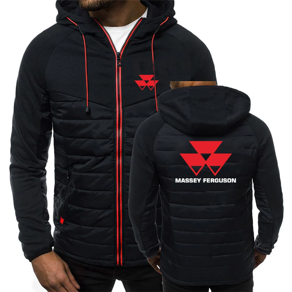 

Мужской однотонный пиджак Massey Ferguson с принтом логотипа в стиле пэчворк, Осень-зима, модный Приталенный топ на молнии с капюшоном и длинным рукавом, 2023