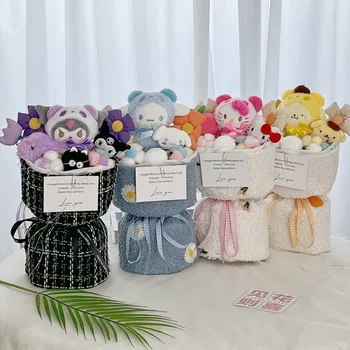 Sanrio Kawaii Cartoon Doll Bouquet Kuromi, Cinnamoroll, My Melody, Pompompurin, & Hello Kitty