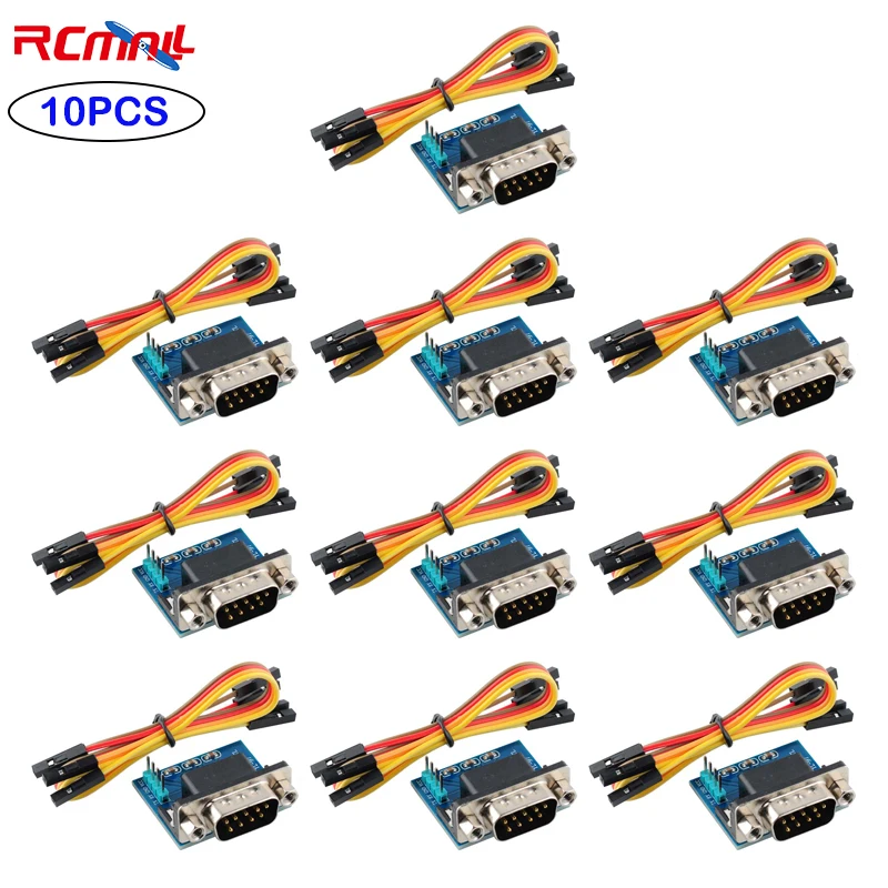 RCmall 10 шт. RS232 в TTL Модуль DB9 Штекерный разъем RS232 TTL модуль последовательного порта щетка плата MAX3232