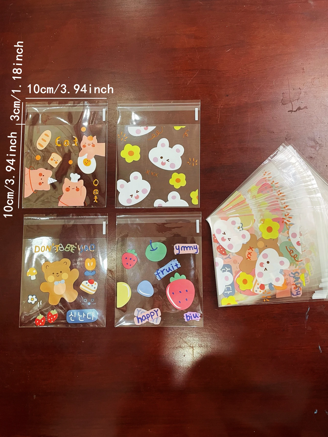 

100 шт. Подарочных пакетов с принтом животных и фруктов