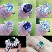 trendy luxury crystal stone ring romantic exquisite wedding rings for women party engagement birthday gift female jewelry