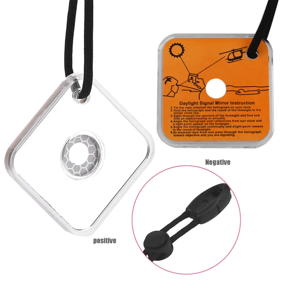 

Heliograph Signal Mirror With Whistle Multifunctional Outdoor Emergency Survival Tool With Targeting Function First Aid Kits