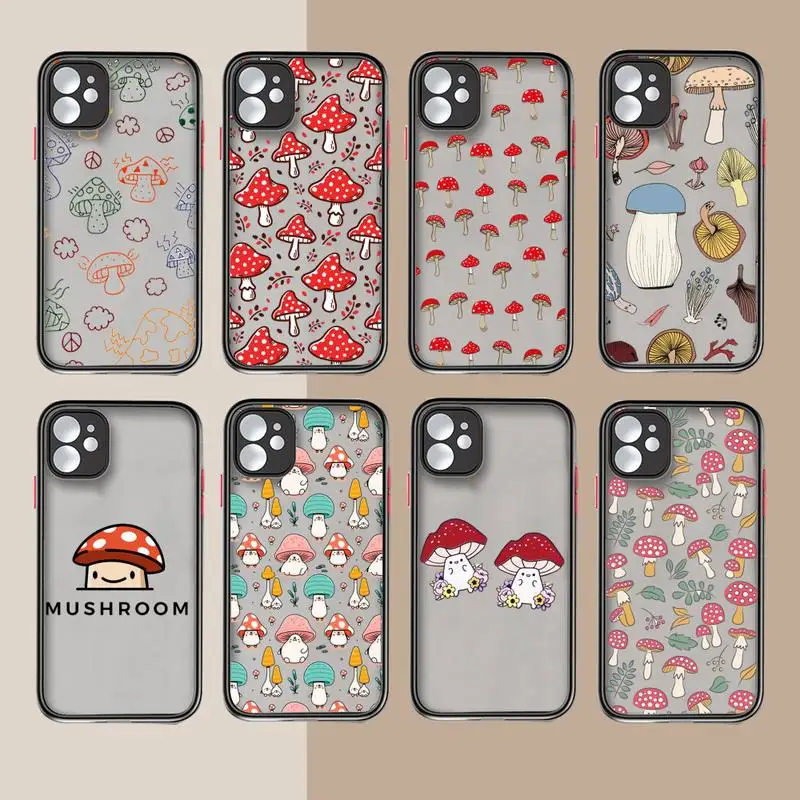 

Mushroom cute cartoon Phone Case matte transparent For iphone 14 11 12 13 plus mini x xs xr pro max cover