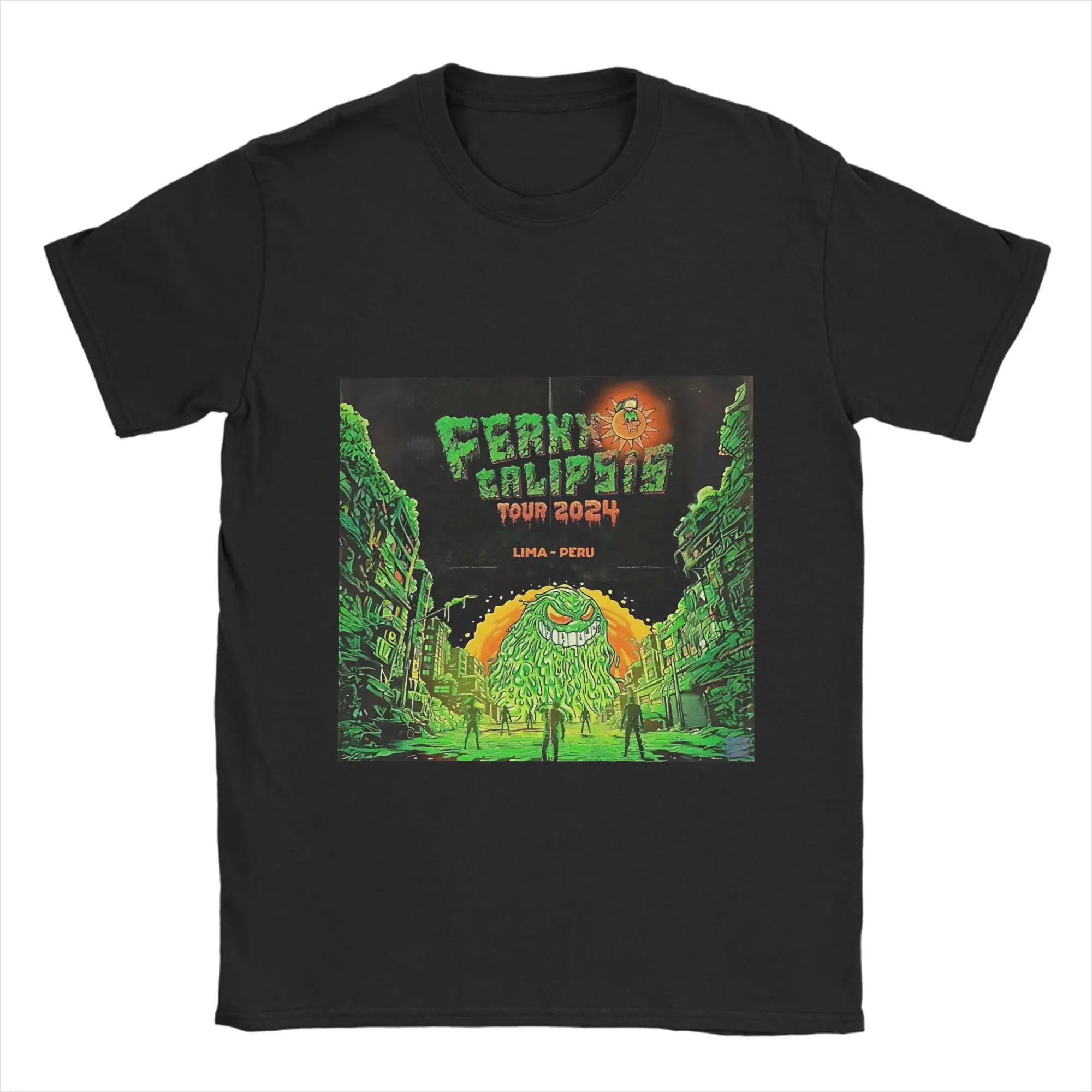 Фото Футболка Feid из 100% хлопка с принтом FERXXOCALIPSIS WORLD TOUR Feid by Pintiita, коллаж Ferxxo, стикер Feid, новинка, мужская. №4