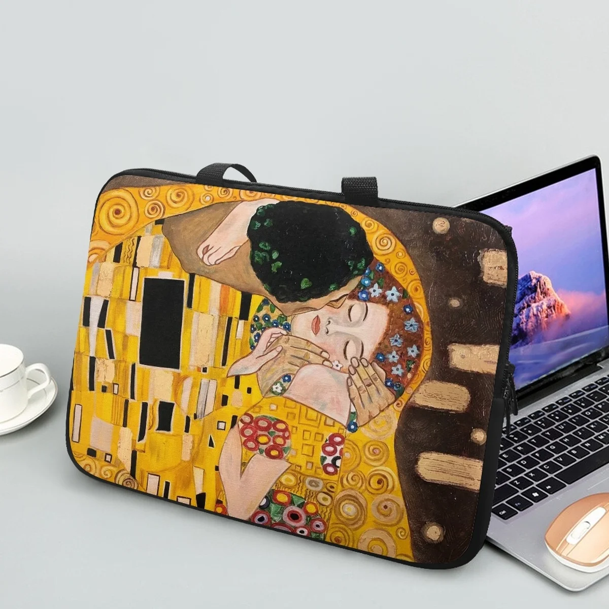 

Gustav Klimt/Monet Tablet Sleeve Cases Oil Painting Kiss/Waterlily Designer Laptop Bag Portable Female PC Computer Handbags 2023