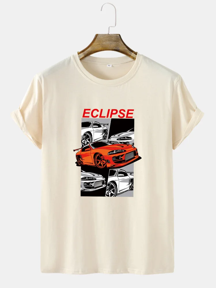 

Men's Car Graphic Print Oversized T Shirt Short Sleeve Summer Cotton Tide Brand Fashion Street Style Crewneck Top Teen Hot Sale