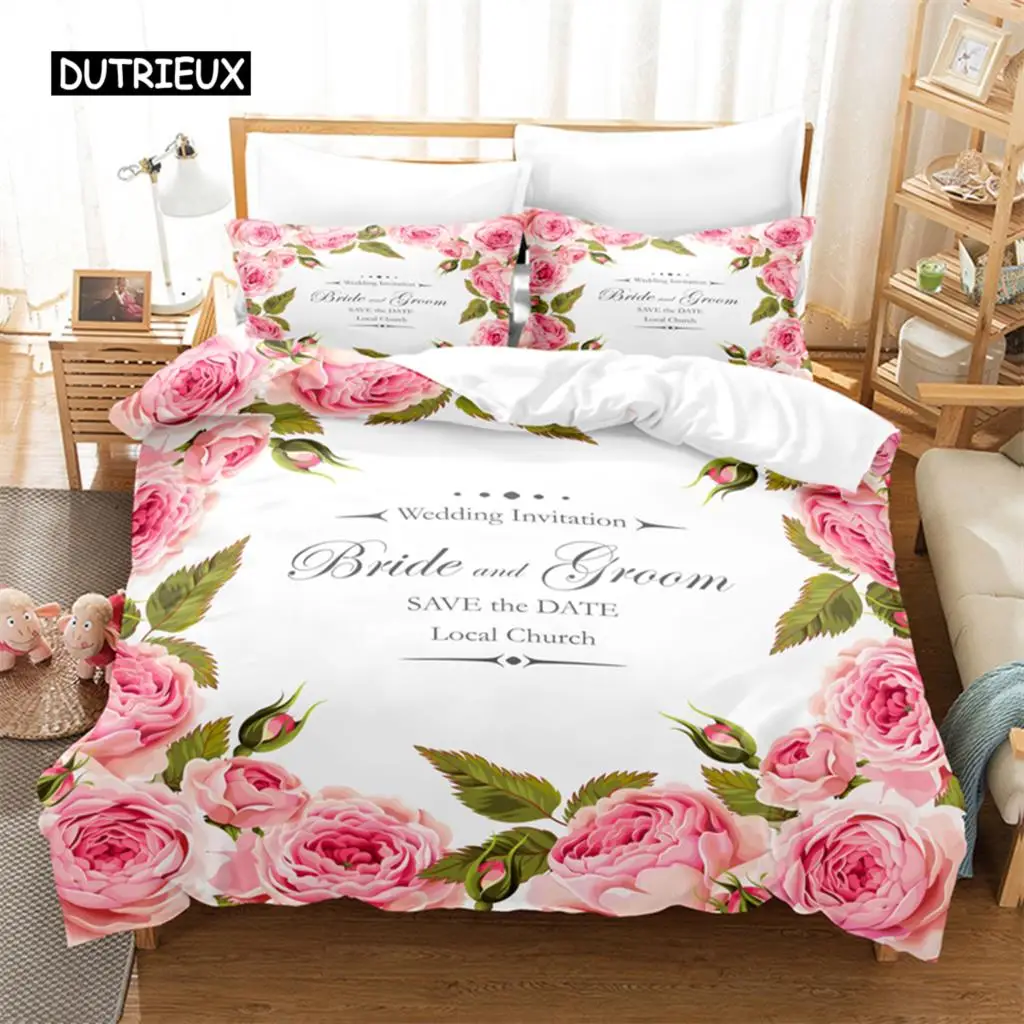

Pink Roses Bedding Set Duvet Cover Sets 3d Bedding Digital Printing Bed Linen Queen Size Bedding Set Fashion Design