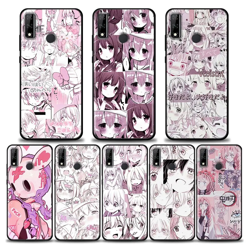 

Phone Case for Huawei Y6 Y7 Y9 2019 Y5p Y6p Y8s Y8p Y9a Y7a Mate 10 20 40 Pro RS Silicone Cover Cute Manga Nifty Pink Girl